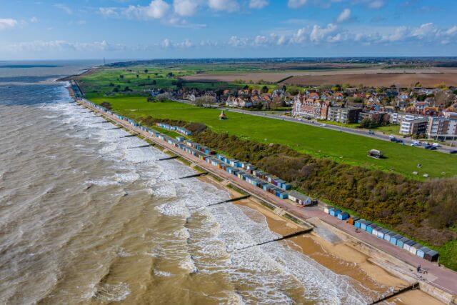 Aerial shot of Frinton-on-sea Beach